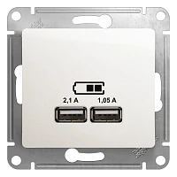Розетка USB Schneider Electric Glossa 5В/2,1А, 2х5В/1,05А перламутр